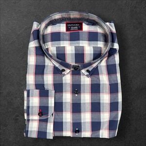 UNTUCKit Shirt Mens 2XL St. Pierre Blue Red Plaid Long Sleeve Button Down Cotton